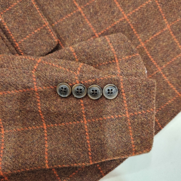 Pendleton Sport Coat Blazer 42R Brown Tweed Windowpane Check Plaid 100% Wool - Picture 5 of 13